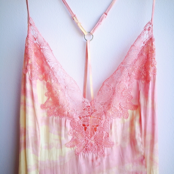 FREE PEOPLE Pink Silky Tie Dye Midi Slip Dress - Picture 4 of 8